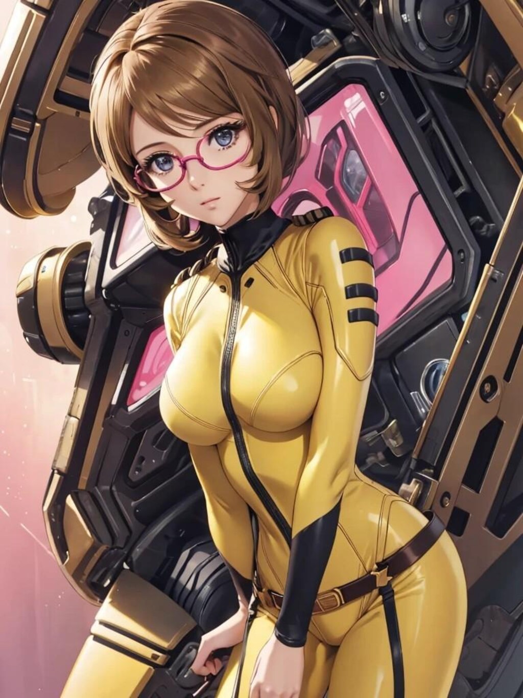 ボディスーツのメガネ美女