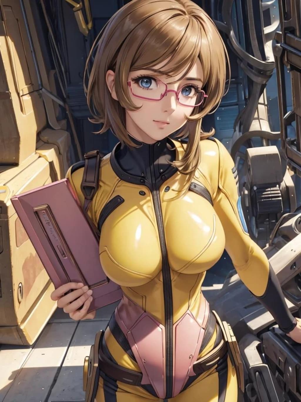 ボディスーツのメガネ美女
