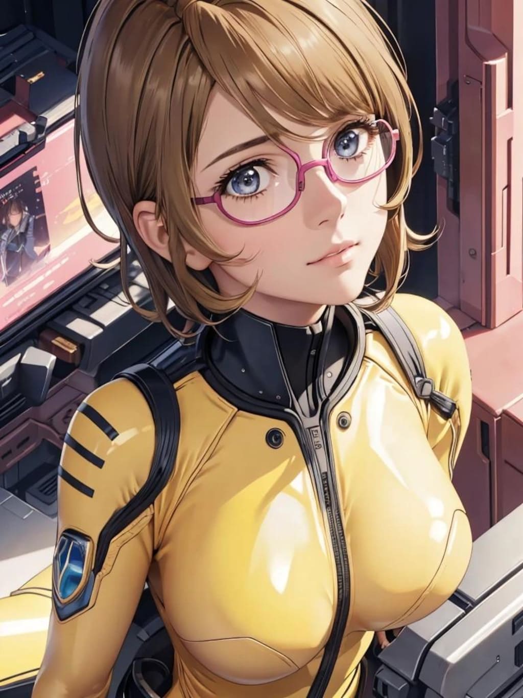 ボディスーツのメガネ美女