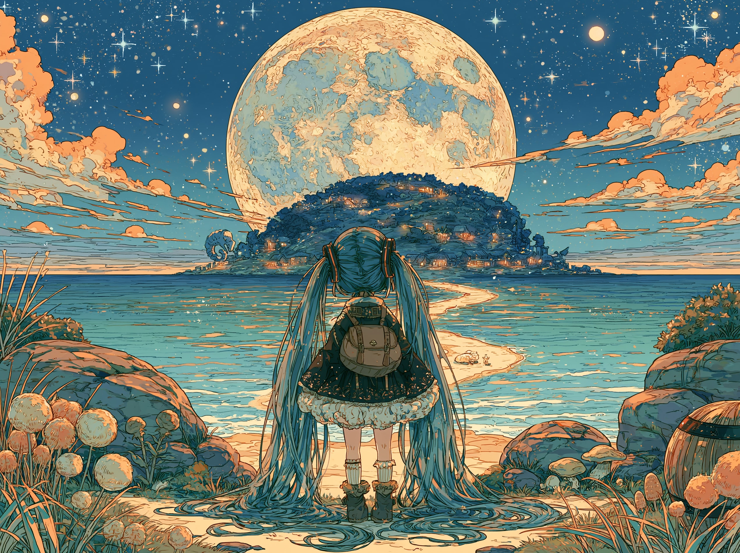 月夜 | の人気AIイラスト・グラビア