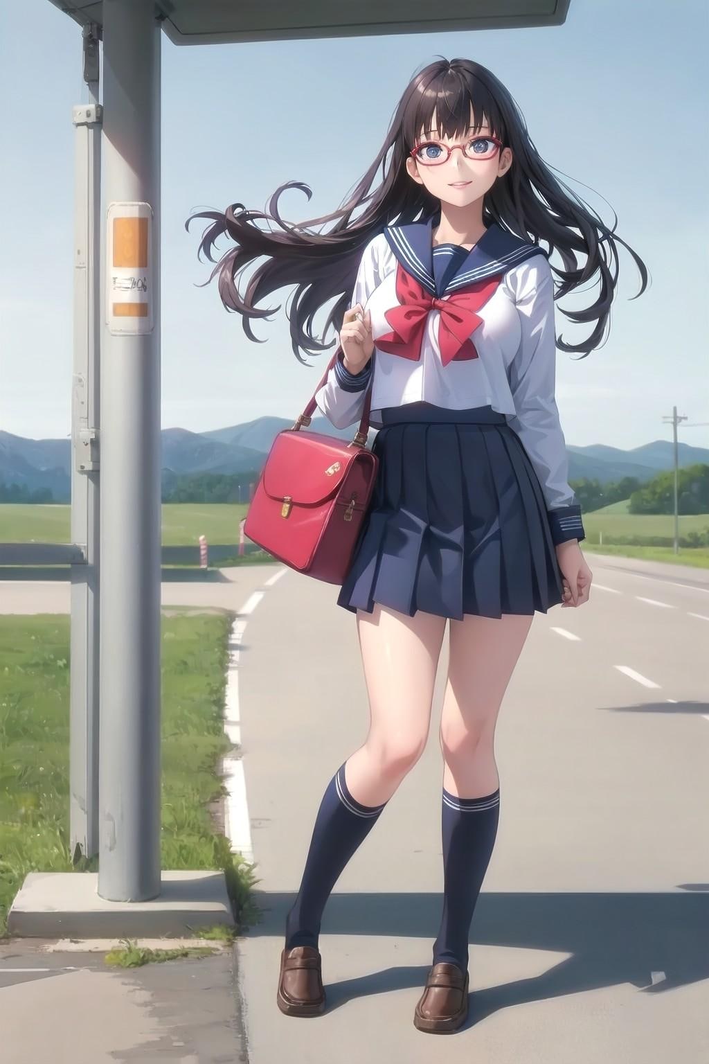 黒髪メガネ女子高生