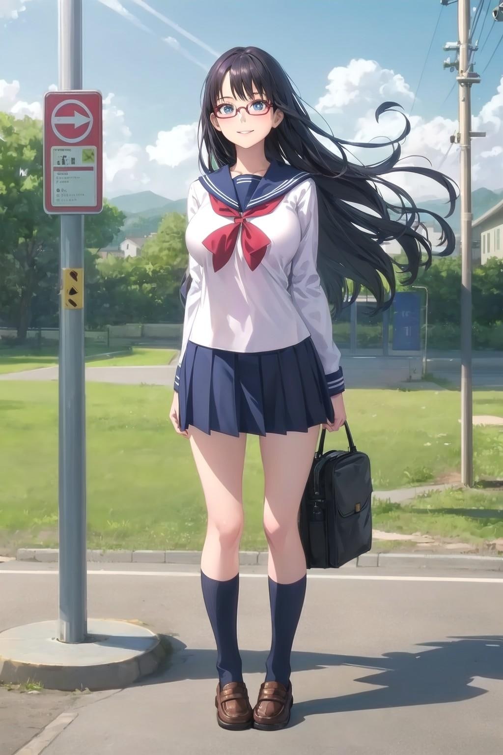 黒髪メガネ女子高生