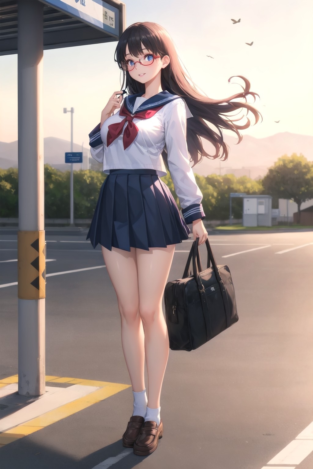 黒髪メガネ女子高生