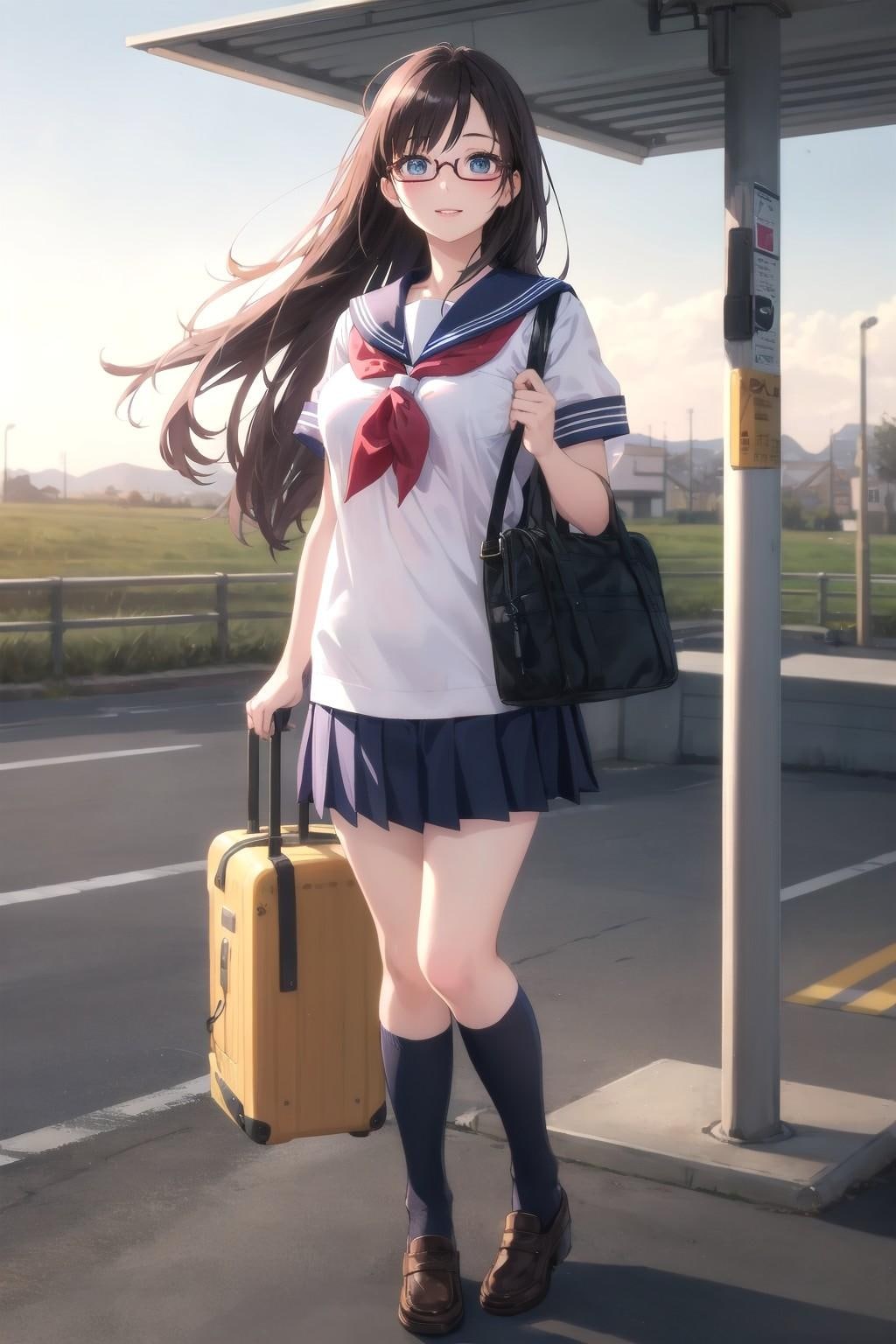 黒髪メガネ女子高生