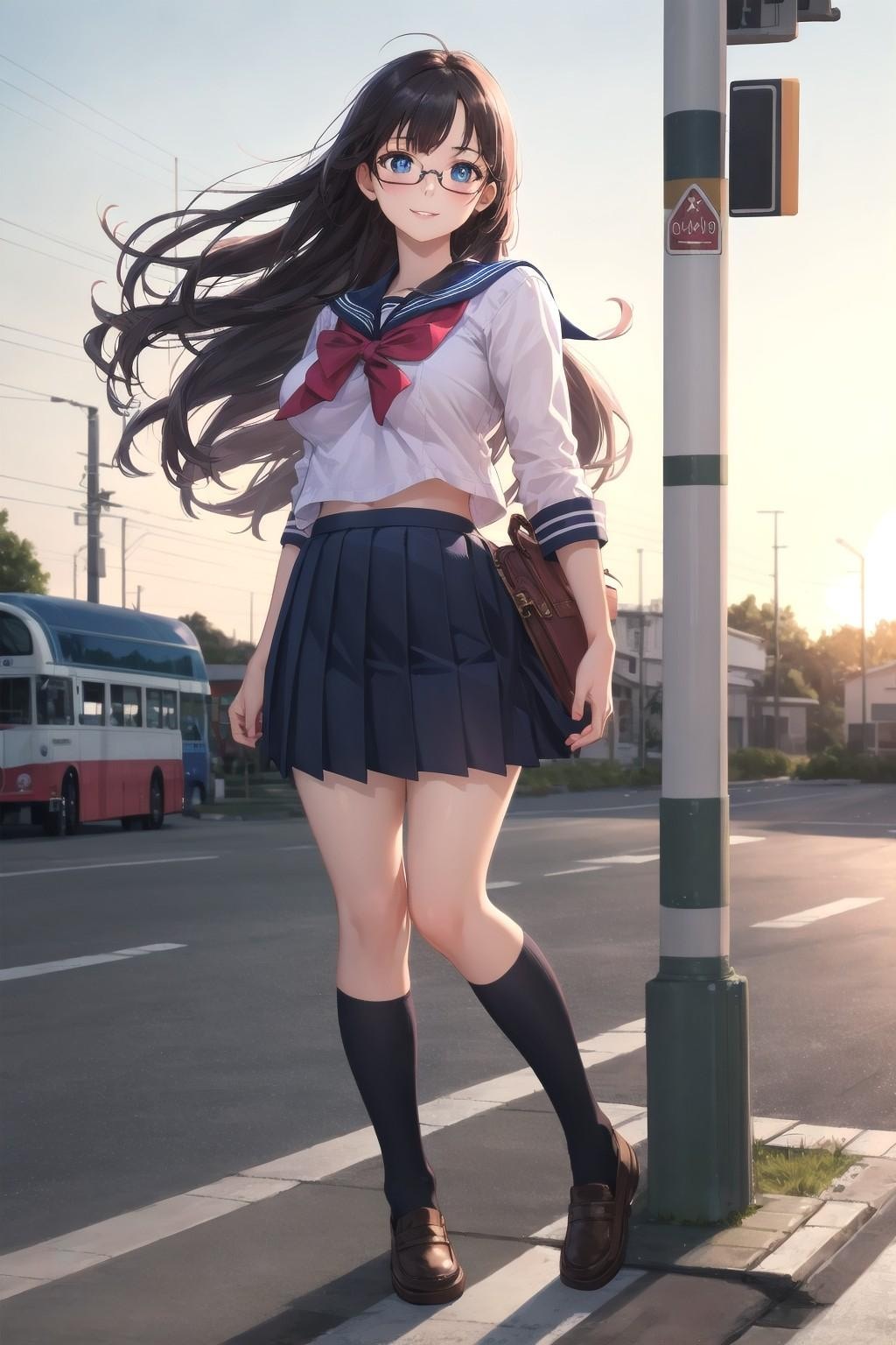 黒髪メガネ女子高生