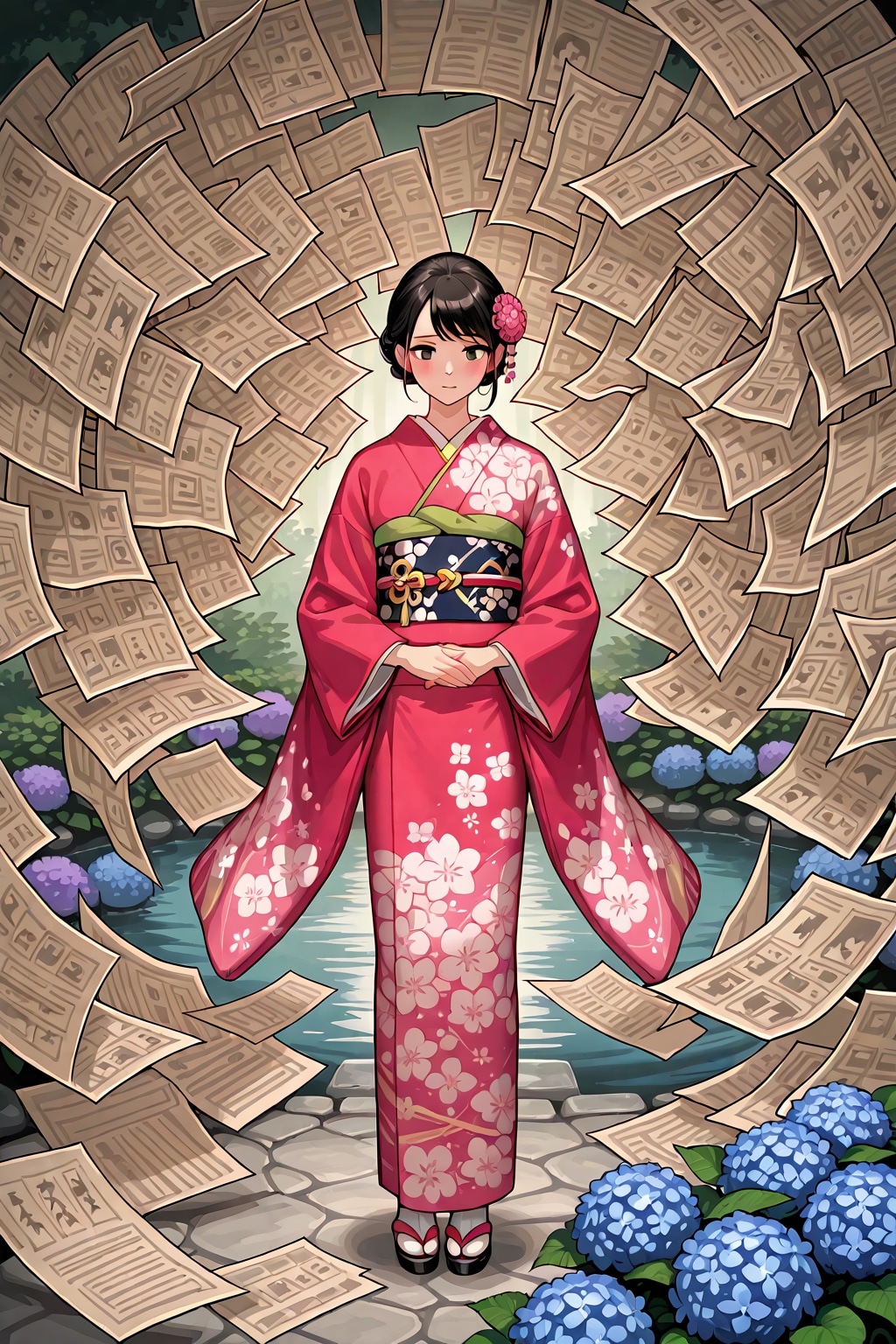 手でちぎった紙片を貼り合わせて作ったモザイクアート
