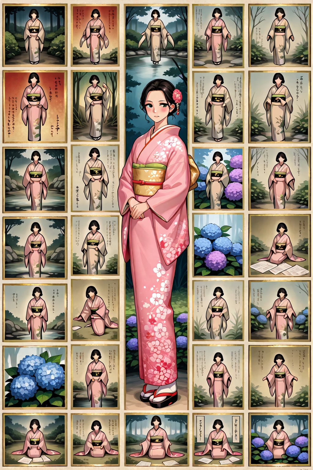 手でちぎった紙片を貼り合わせて作ったモザイクアート