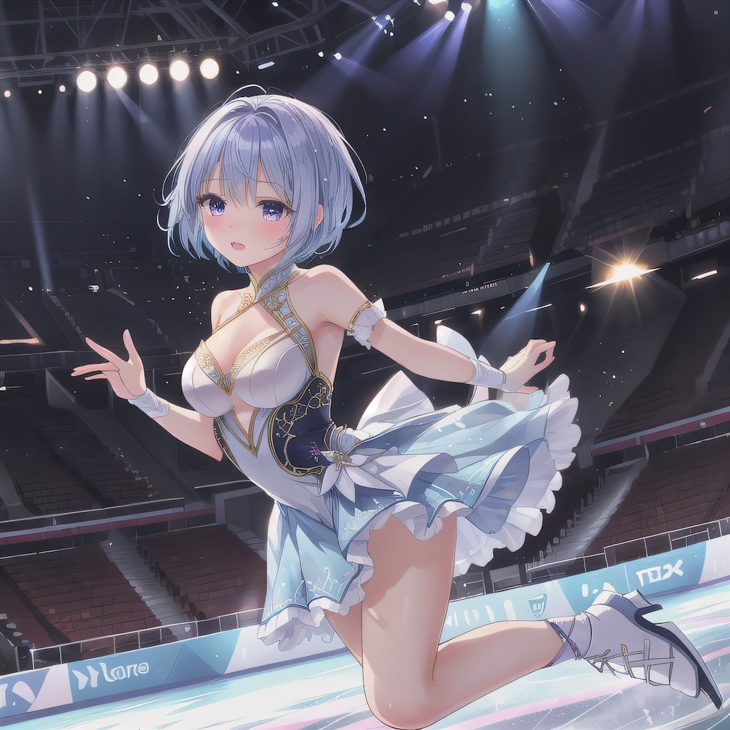 青髪ボブでフィギュアの少女