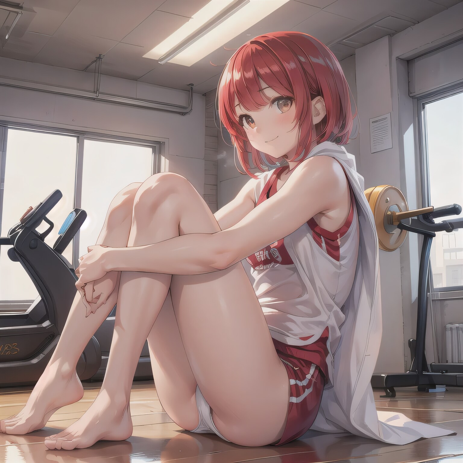 赤髪ボブで体操服の少女