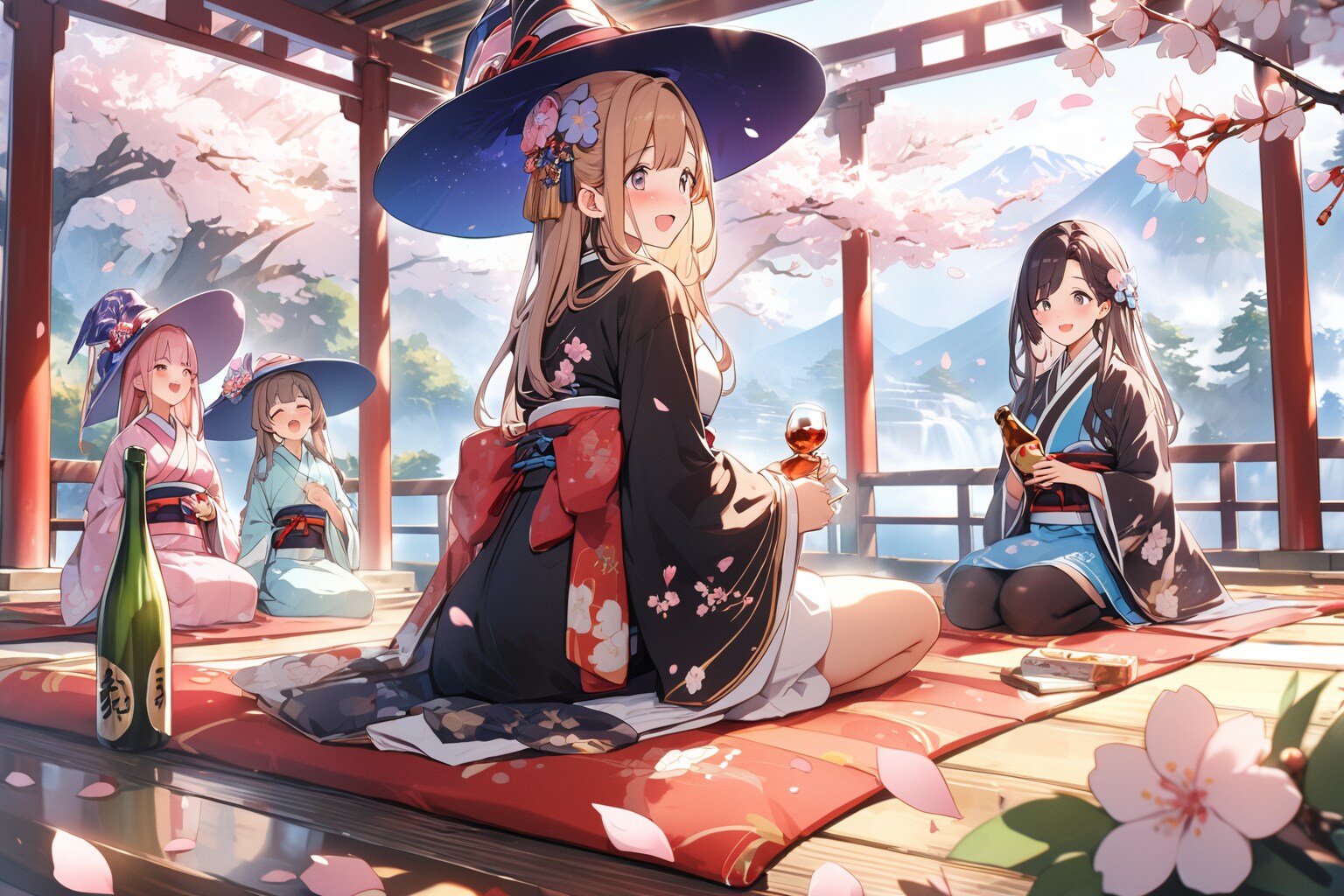 お花見魔女三つ子ちゃん♪
