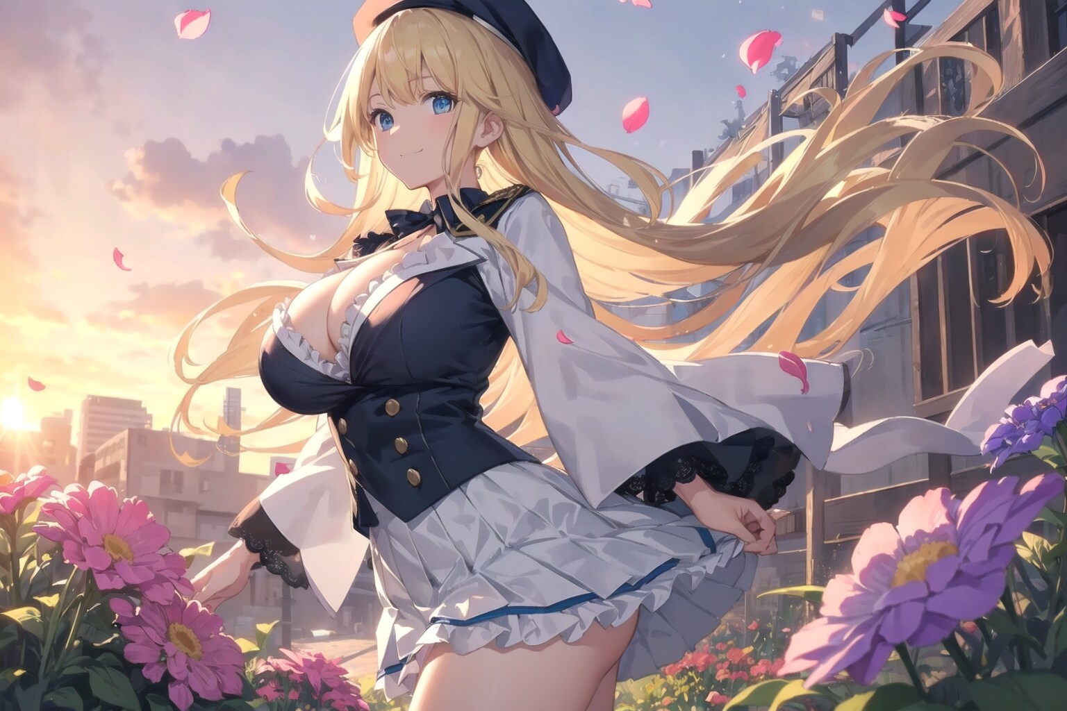 夕暮れの花とお姉さんCCP