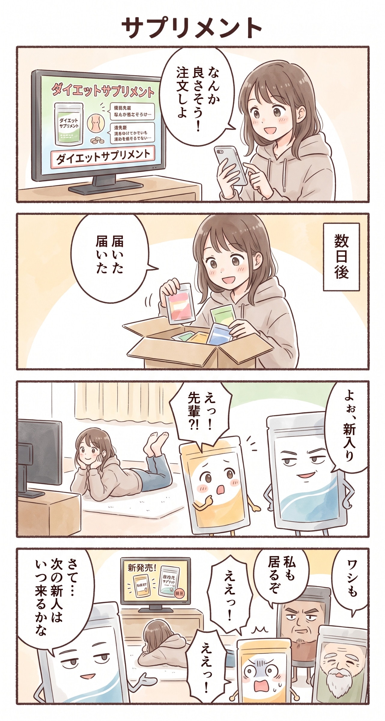 #102 ゆる日常4コマ「サプリメント」 | の人気AIイラスト・グラビア