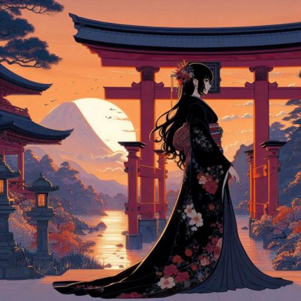 和風　黒髪美女