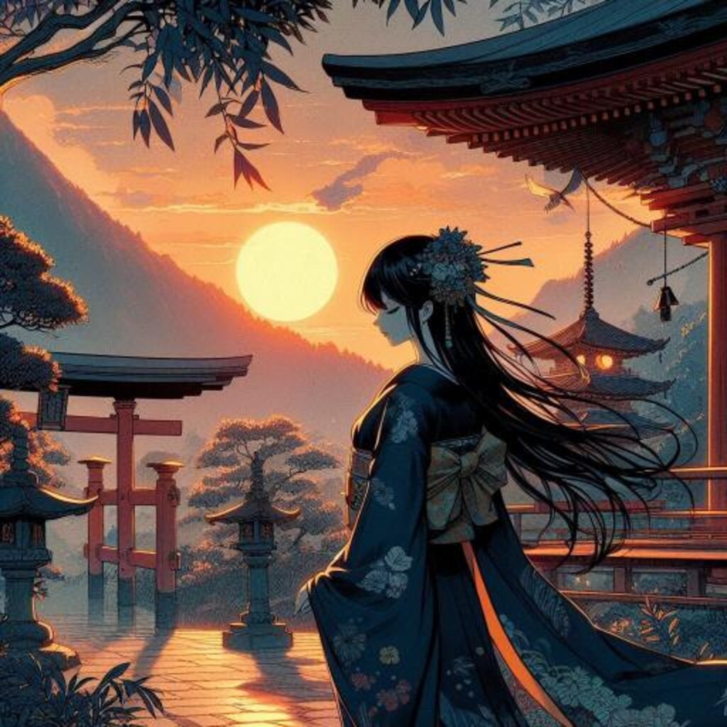 和風　黒髪美女