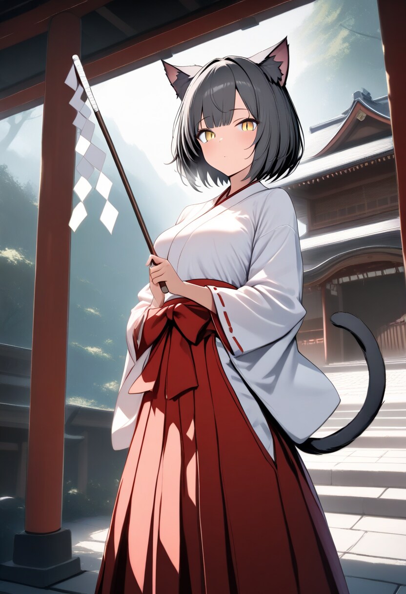 猫耳巫女さん、清めの朝。 | の人気AIイラスト・グラビア