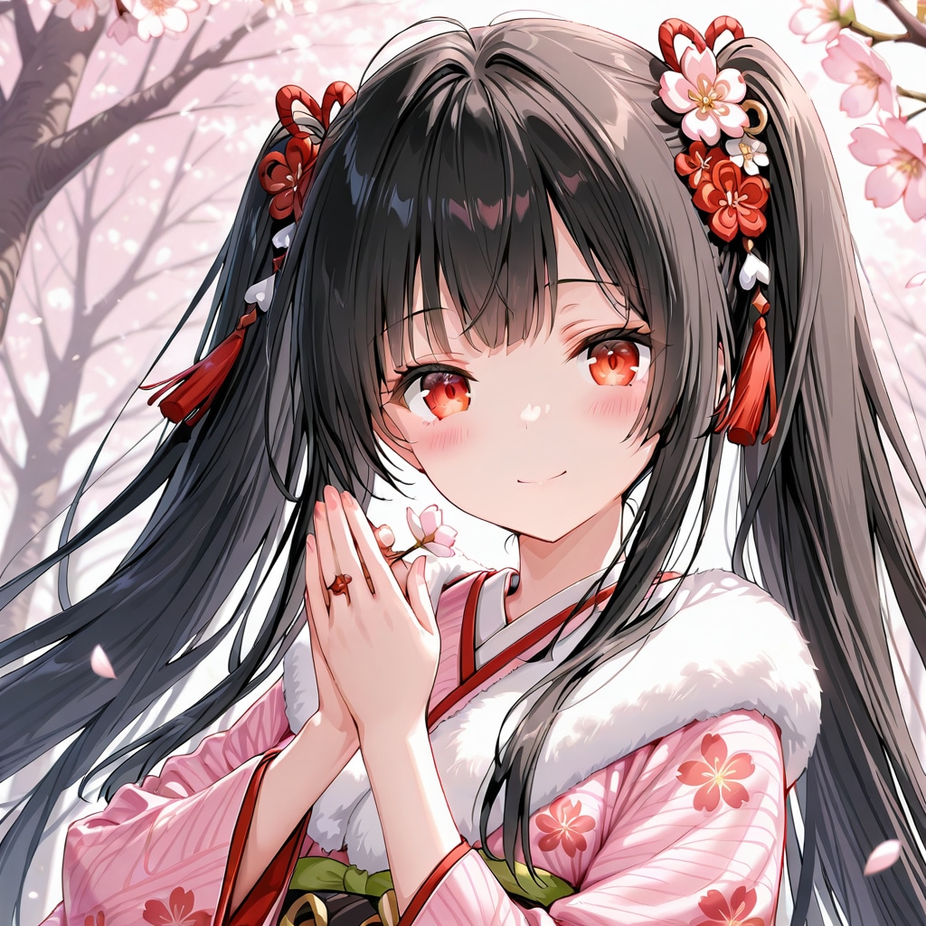 桜の下に立つ黒髪の少女Ｂ