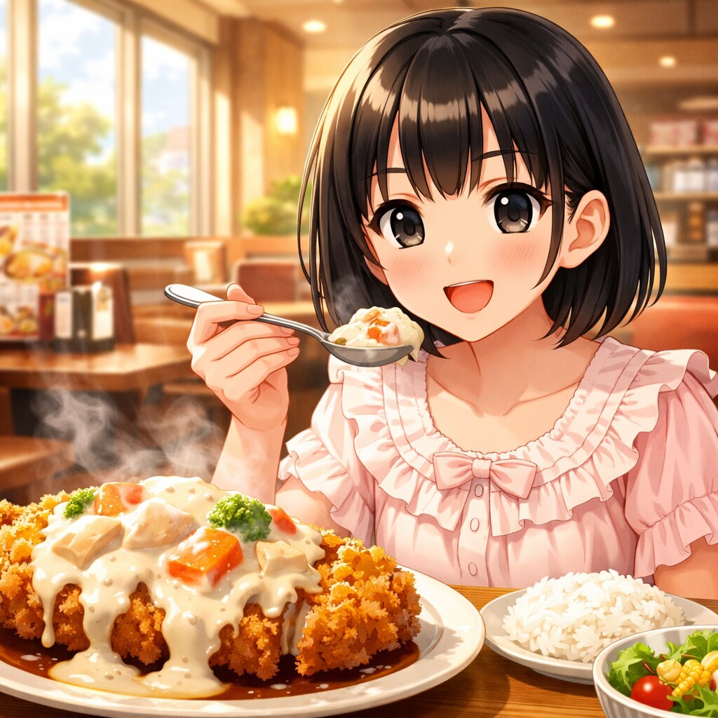 クリームシチューにカツを求める女の子 | の人気AIイラスト・グラビア