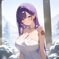 雪景色❄⛄️の温泉♨️に入っているモア😍💞(タオル) 2枚目