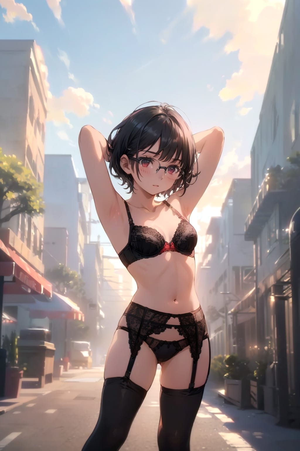 下着の眼鏡っ娘