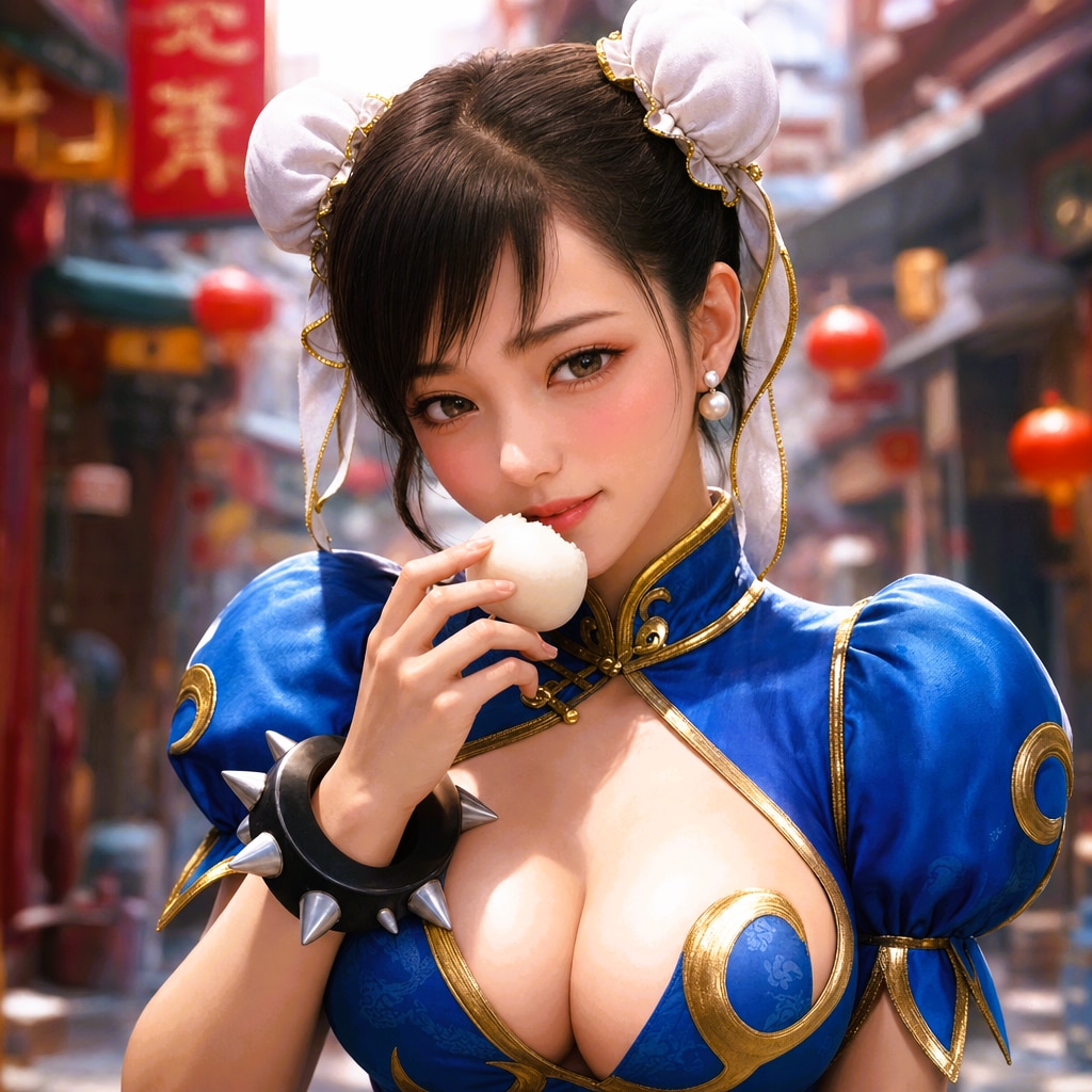 お団子を食べる春麗