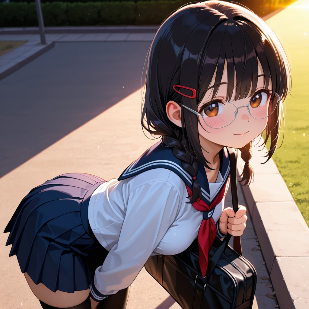 眼鏡三つ編み少女2