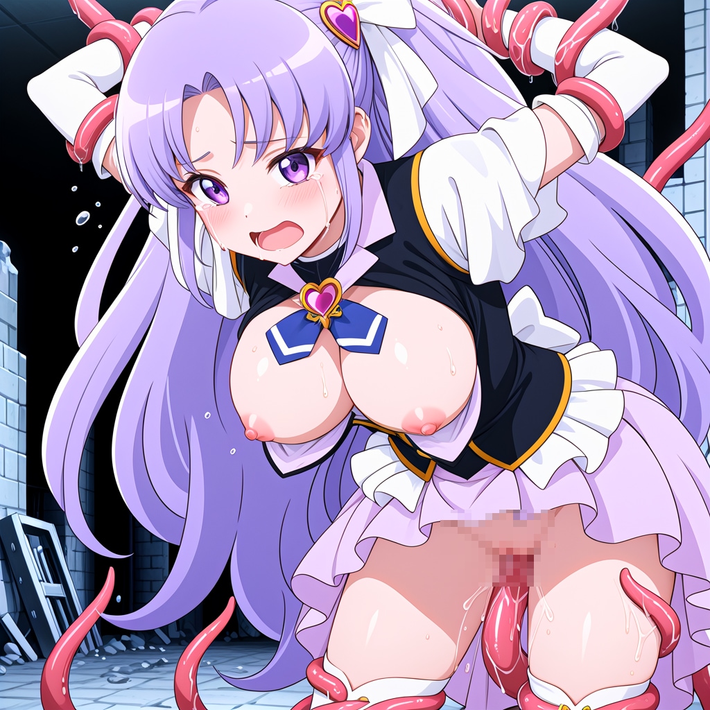 触手に襲われるハピネスチャージプリキュア達