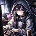 PCに夢中な女の子 2枚目