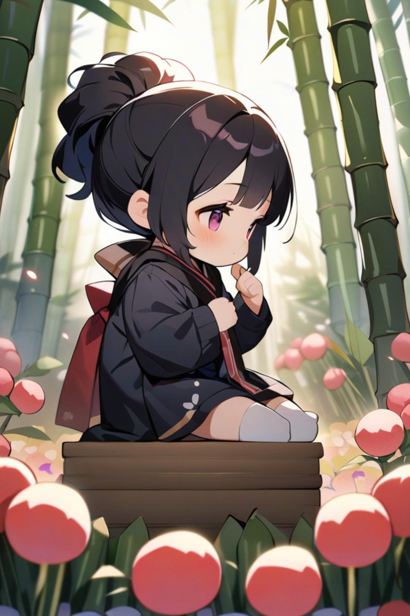 黒髪ちゃんと竹林