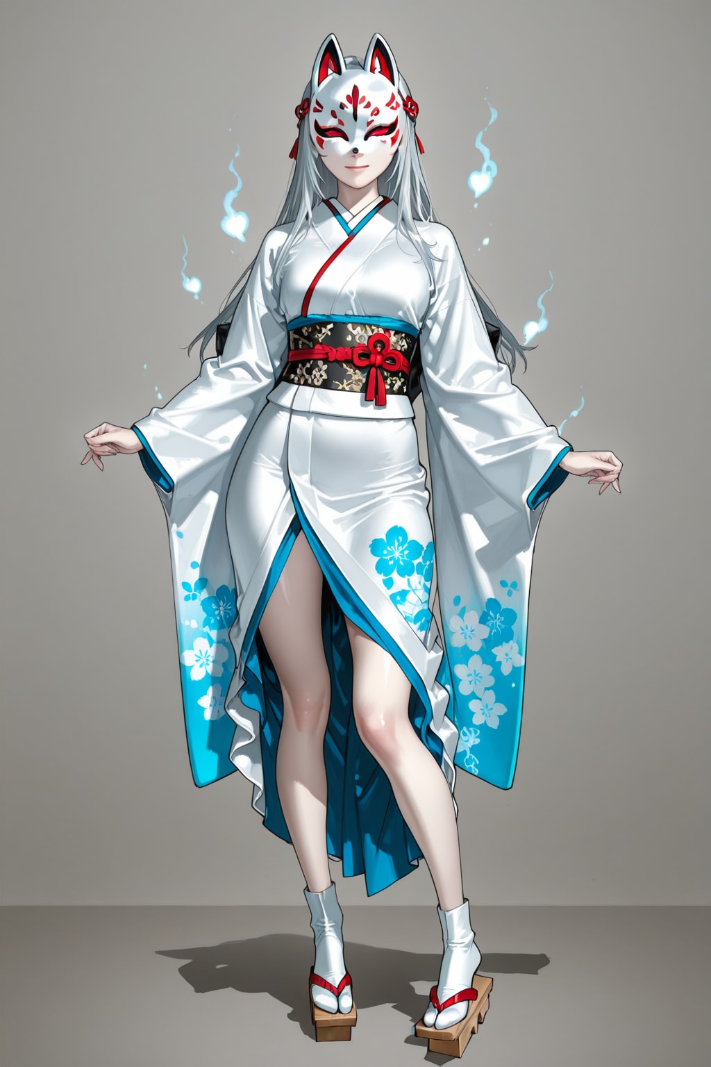 白狐のお面の女性