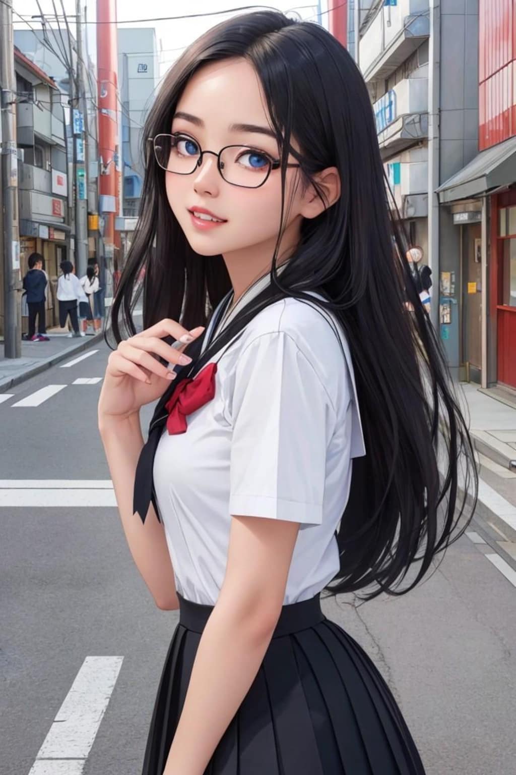 黒髪メガネ女子高生