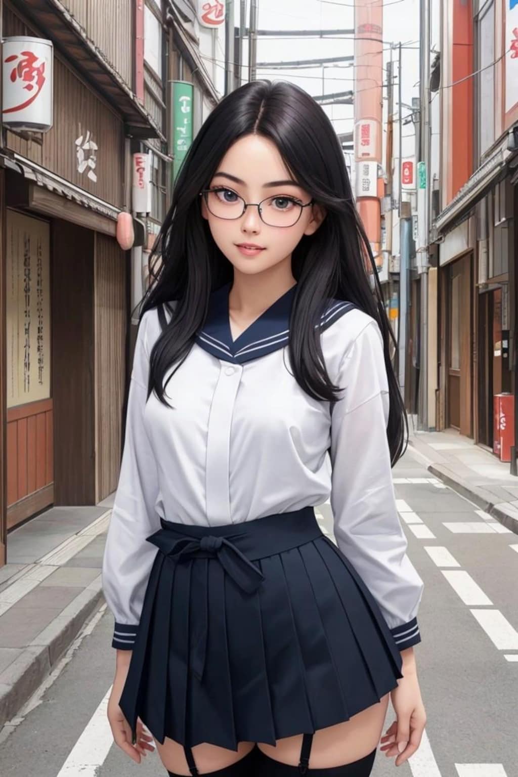 黒髪メガネ女子高生