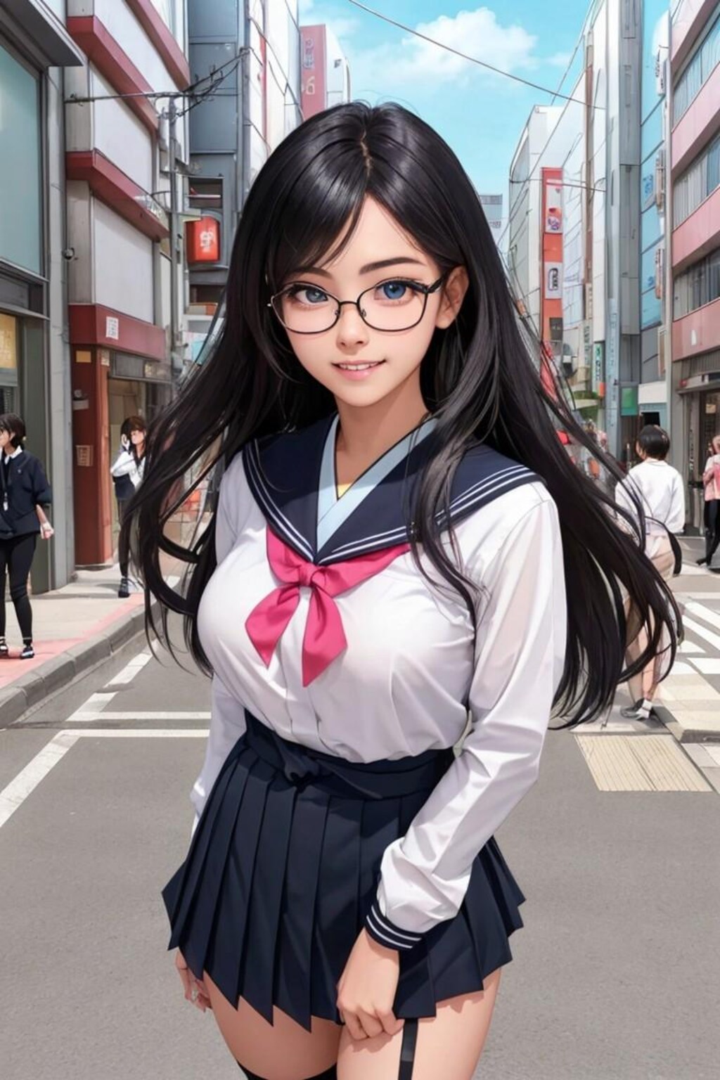 黒髪メガネ女子高生