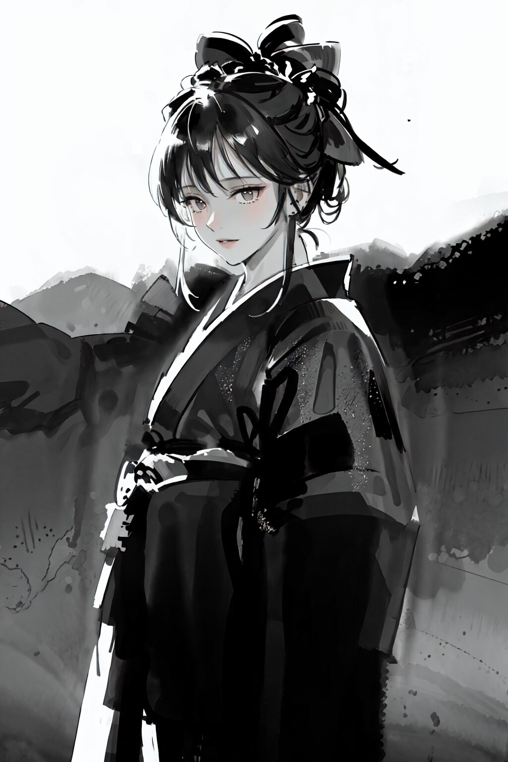 浴衣（水墨画風）