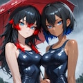 二人は雨の中で出会う、クス水で　黒メッシュ赤メッシュVer 5枚目