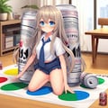 ツイスターゲームをするビール缶と小さな女の子 4枚目