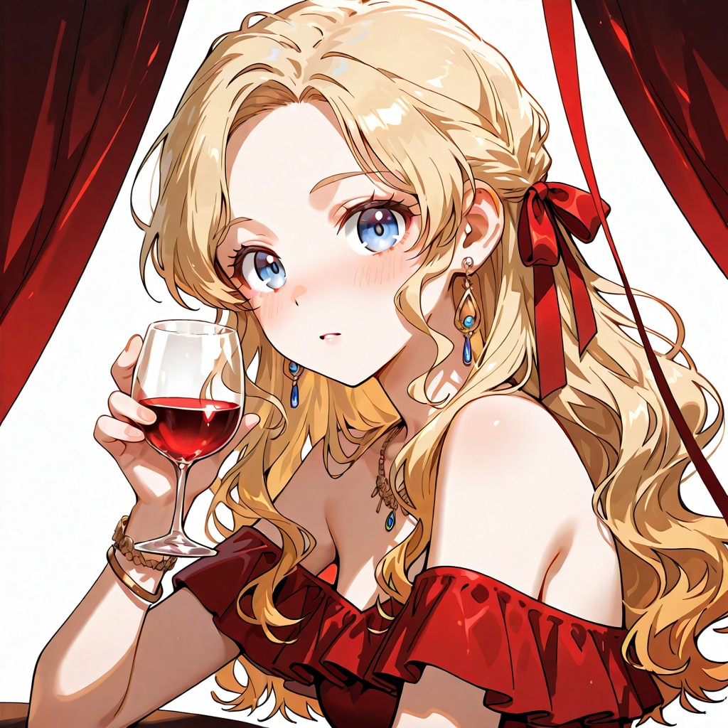 赤ワインを飲む
