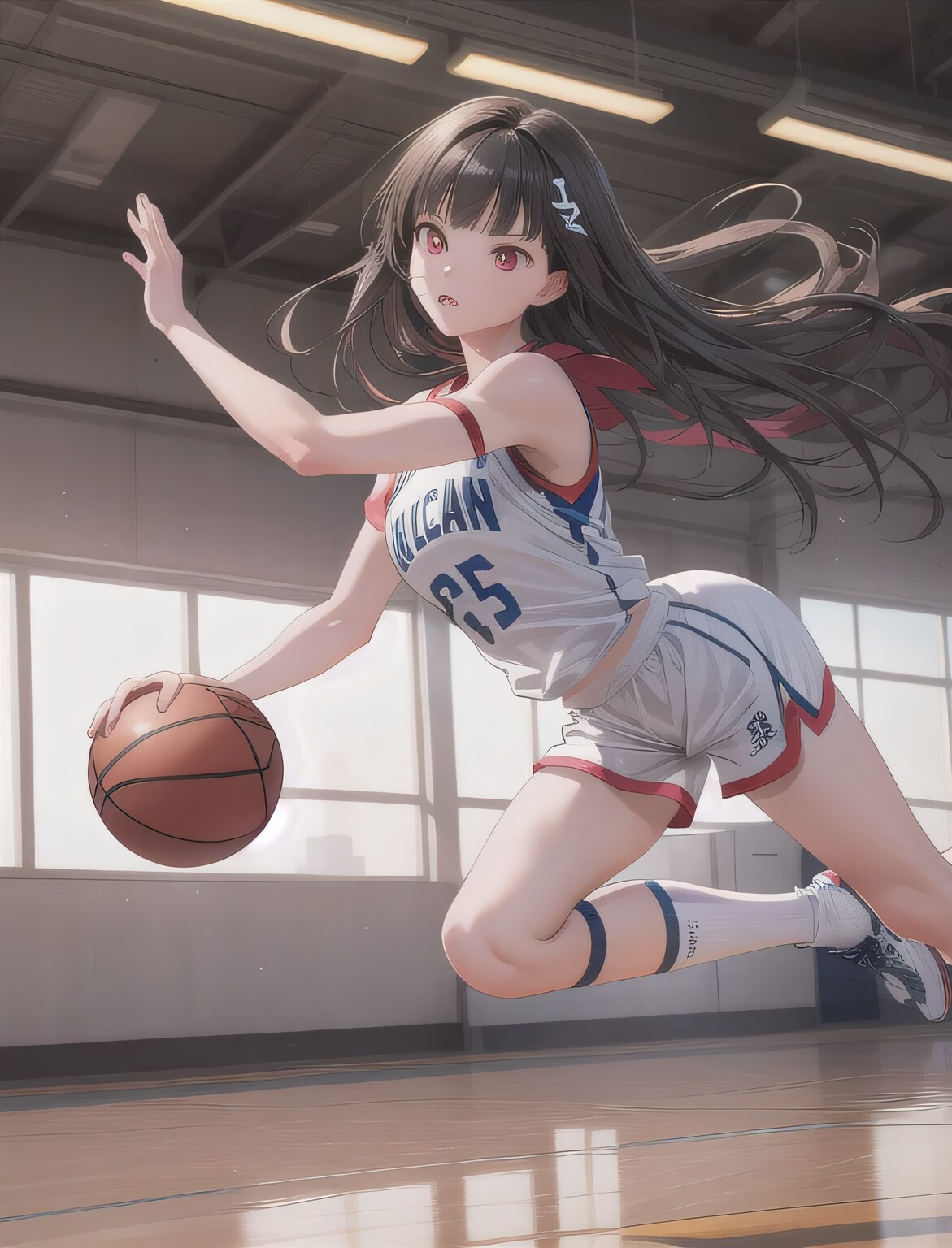 黒髪ロングでユニフォームの少女４４ | の人気AIイラスト・グラビア