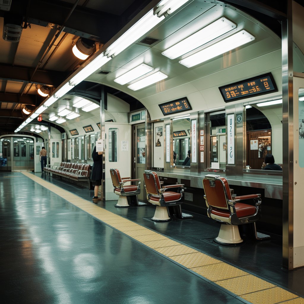 駅と融合した床屋 | の人気AIイラスト・グラビア