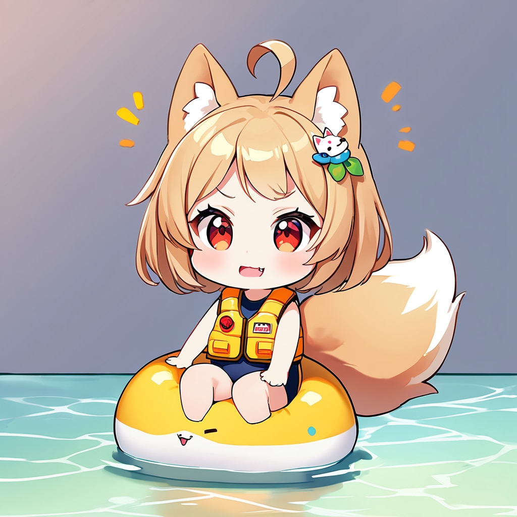 暑いから水に入れるかと思ったら、溺れる練習じゃと？ | の人気AIイラスト・グラビア