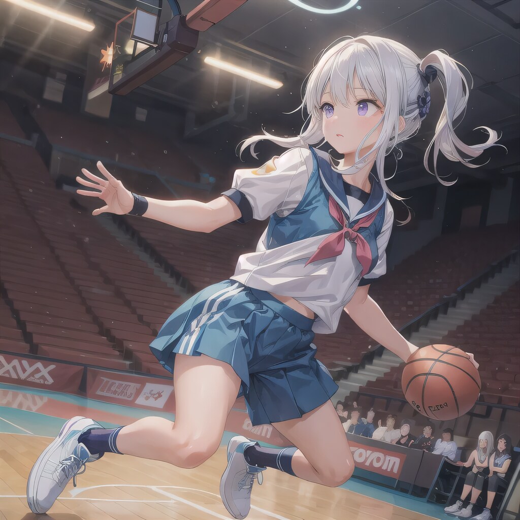 白髪ポニテでユニフォームの少女５