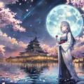 #45 夜桜と日本の城 背景コレクション50チャレンジ 2枚目