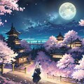 #45 夜桜と日本の城 背景コレクション50チャレンジ 3枚目