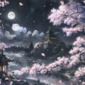 #45 夜桜と日本の城 背景コレクション50チャレンジ 4枚目