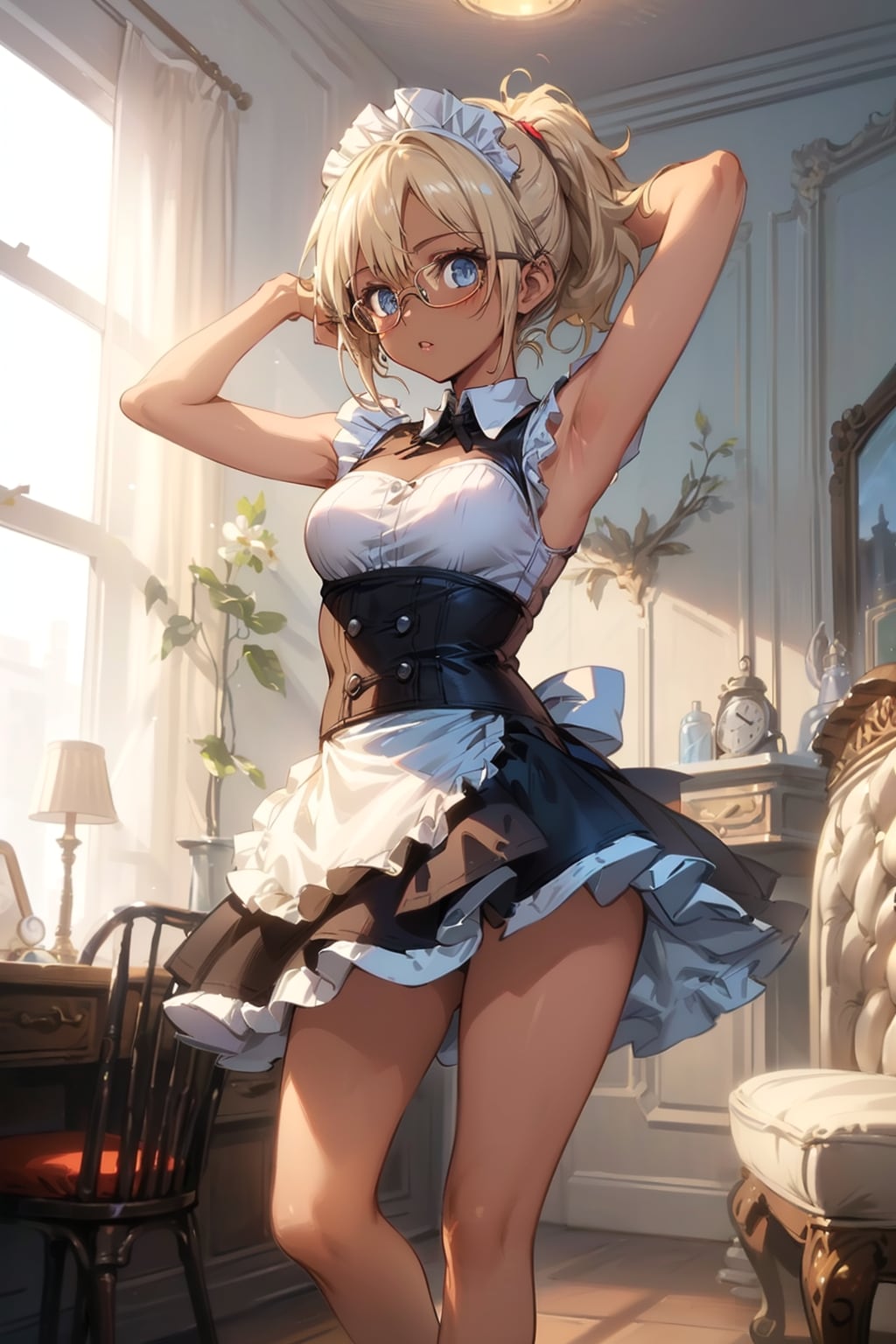 メイドの眼鏡っ娘 | の人気AIイラスト・グラビア