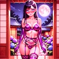 紫下着の葵さんとアジサイ(ちちぷい版) 2枚目