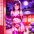 紫下着の葵さんとアジサイ(ちちぷい版) 4枚目