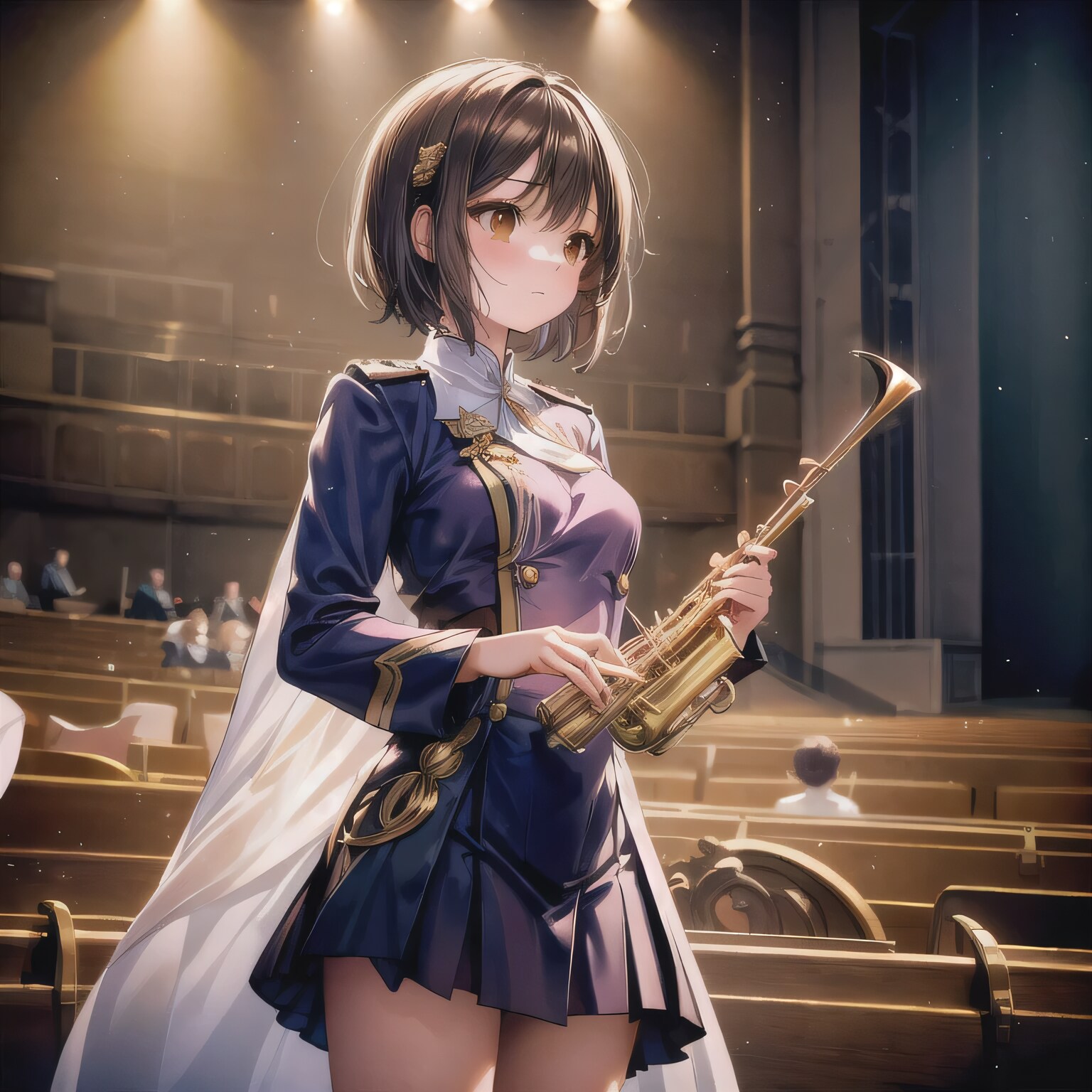 茶髪ボブでブラスバンドの少女４ | の人気AIイラスト・グラビア