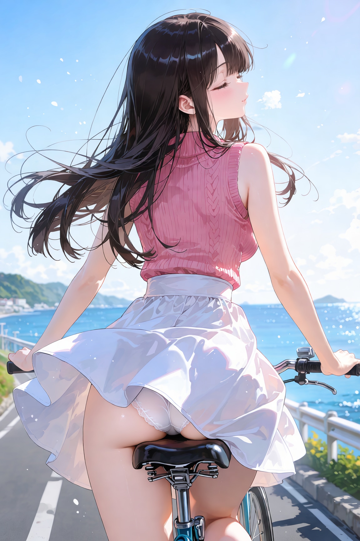 自転車で海風浴びるの、最高〜♪