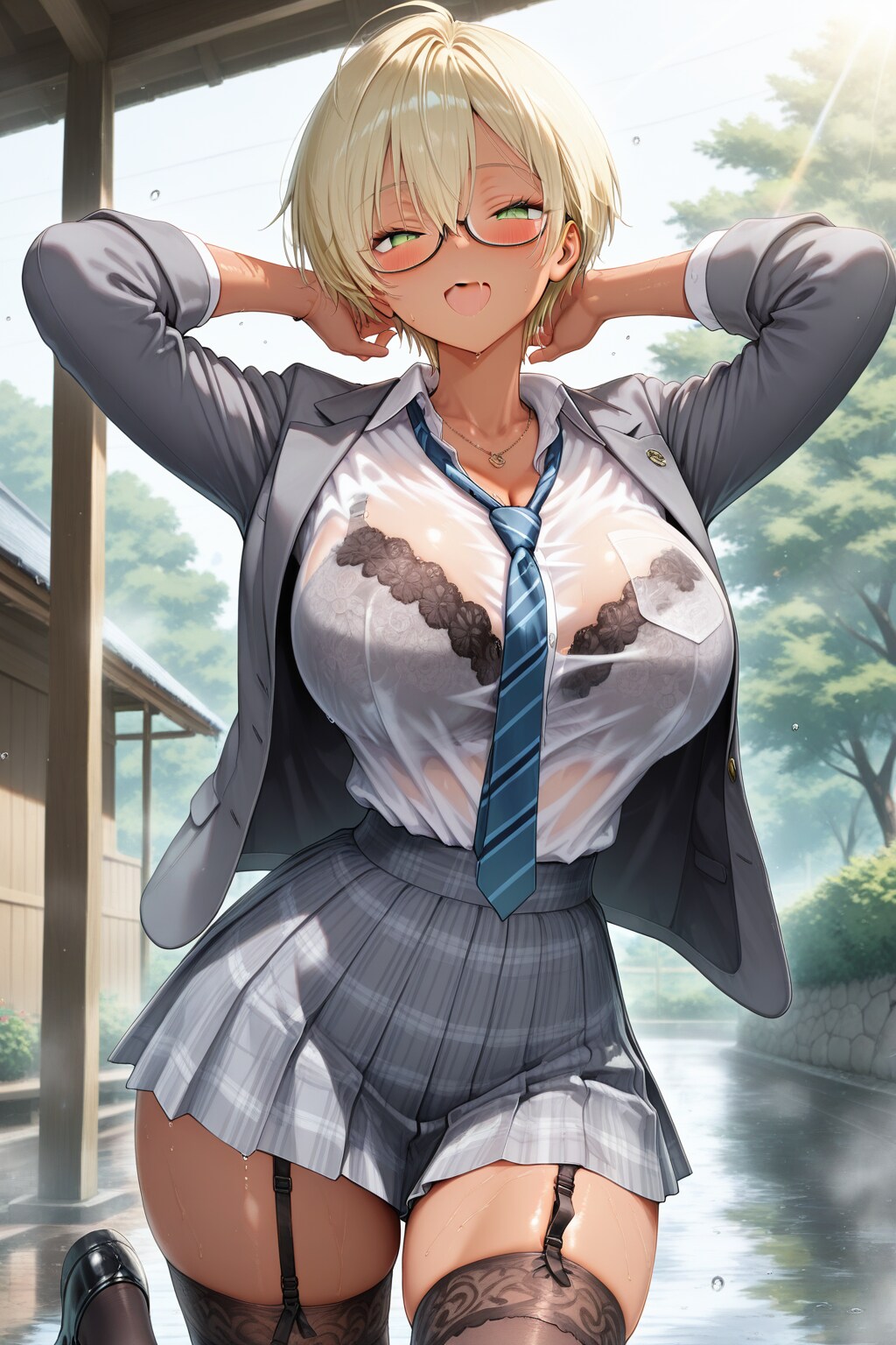 急に降ってきて濡れちゃったね♡