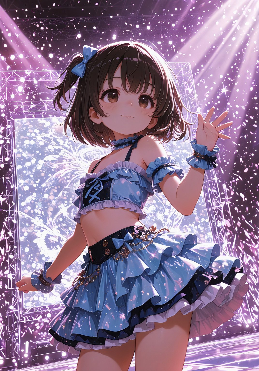 水色フリルの小さな星